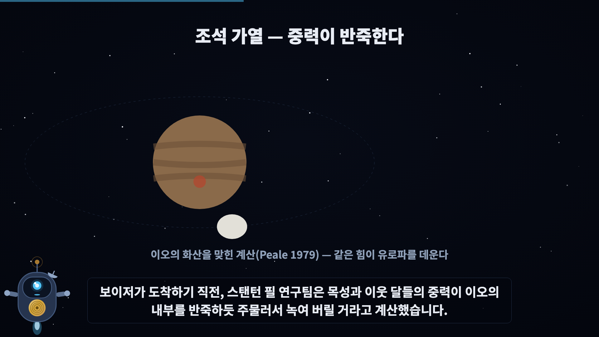 목성 곁 타원 궤도, 달이 주물러짐